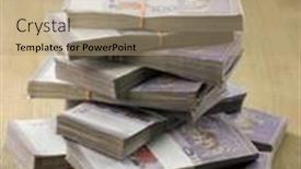  Presentation with malaysia - PPT theme consisting of bundles of malaysia currency on the wooden table background and a coral colored foreground