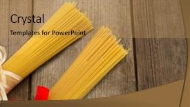  Presentation with spaghetti - PPT theme with bundles of raw spaghetti tied background and a yellow colored foreground