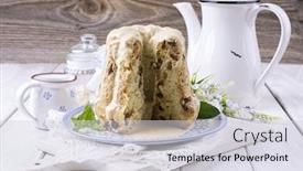  Presentation with cake bundt - PPT theme with bundt cake with vanilla sauce background and a sky blue colored foreground