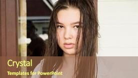  Presentation with teen girl - Presentation design with teen girl on the threshold background and a tawny brown colored foreground