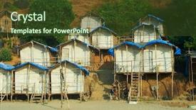  Presentation with goa beach - Cool new slides with bungalows on arambol beach goa backdrop and a tawny brown colored foreground