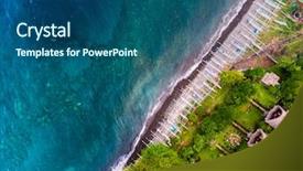  Presentation with indonesia - Cool new slides with bungalows on the land backdrop and a ocean colored foreground