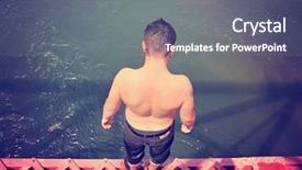  Presentation with train bridge - Amazing slide deck having bungee jumping - boy getting read to jump backdrop and a gray colored foreground