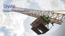  Presentation with crane - Presentation theme featuring bungee jumping - bungy jump crane from below background and a sky blue colored foreground