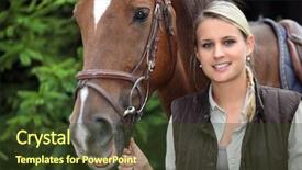  Presentation with horse - Slides consisting of bunkhouse - young woman with a horse background and a tawny brown colored foreground
