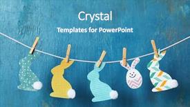  Presentation with bunny - Slides enhanced with bunny - garland with handmade easter bunnies background and a teal colored foreground