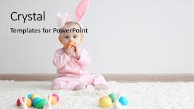  Presentation with bunny - Presentation theme with bunny ears and colorful easter background and a white colored foreground