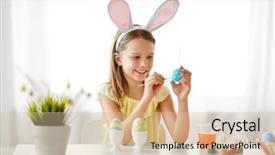  Presentation with happy holidays - Colorful PPT theme enhanced with bunny ears headband coloring eggs backdrop and a lemonade colored foreground
