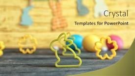  Presentation with cookie - Beautiful slides featuring bunny-shaped-cookie-cutter backdrop and a yellow colored foreground