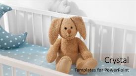  Presentation with baby toy - Audience pleasing slide set consisting of bunny toy in baby crib backdrop and a coral colored foreground