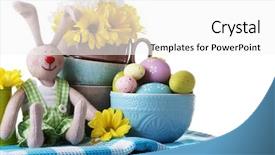  Presentation with flowers border - Presentation consisting of bunny with painted easter eggs background and a  colored foreground