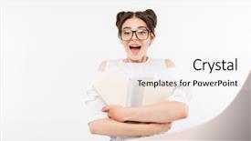  Presentation with happy young student girl holding - Theme having buns hairstyle and dental braces background and a sky blue colored foreground