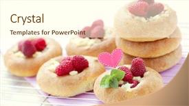  Presentation with food - Presentation theme featuring buns with raspberries - sweet food background and a  colored foreground