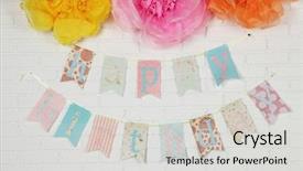  Presentation with birthday party - Presentation theme enhanced with bunting - beautiful decoration for birthday party background and a light gray colored foreground