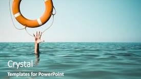  Presentation with hydrologic sea level rise - PPT theme enhanced with buoy - drown man with rised hand background and a seafoam green colored foreground