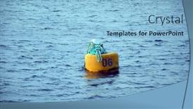  Presentation with sea shore - Beautiful slides featuring buoy-floating-near-shore-red backdrop and a light blue colored foreground