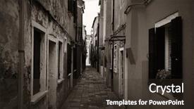  Presentation with venice - Audience pleasing presentation design consisting of burano alley black and white backdrop and a tawny brown colored foreground