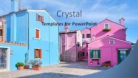  Presentation with venice - Theme enhanced with burano-island-venice-italy-colorful background and a light blue colored foreground