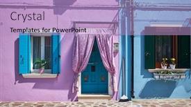  Presentation with traditional houses illustration - Amazing PPT layouts having burano-island-venice-italy-colorful backdrop and a light blue colored foreground