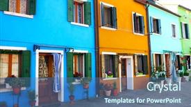  Presentation with italy - PPT layouts with burano tradional multicolore house- italy background and a  colored foreground