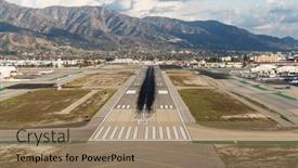  Presentation with airport runway - Slide deck enhanced with burbank-california-usa-december-6 background and a  colored foreground