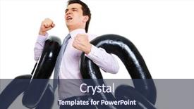  Presentation with chain - Beautiful presentation theme featuring burdening business - portrait of tense businessman backdrop and a tawny brown colored foreground