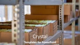  Presentation with boxes - PPT theme with bureaucracy-metal-shelves-full background and a violet colored foreground