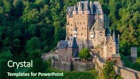  Presentation with castle - PPT layouts featuring burg eltz castle in rhineland background and a forest green colored foreground