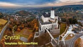  Presentation with europe - Slide set enhanced with burg-forchtenstein-castle-austria-europe background and a tawny brown colored foreground