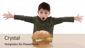  Presentation with super mario game - Slide set enhanced with burger and a hungry boy background and a coral colored foreground