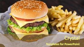  Presentation with burger fries - Presentation design having burger and french fries background and a tawny brown colored foreground