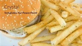  Presentation with burger fries - Presentation design consisting of burger-and-fries-on-plate background and a yellow colored foreground