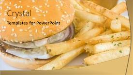  Presentation with burger fries - PPT theme with burger-and-fries-on-plate background and a yellow colored foreground