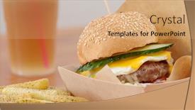  Presentation with burger fries - Audience pleasing slide deck consisting of burger and fries backdrop and a coral colored foreground