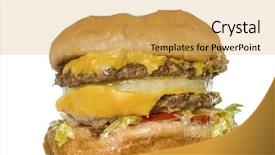  Presentation with fast food - PPT layouts having burger isolated against white background background and a yellow colored foreground