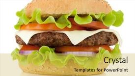  Presentation with burger - Slide set consisting of burger isolated on white background background and a yellow colored foreground