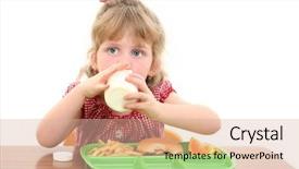  Presentation with blue eyes - Theme consisting of junk food schools - small girl with blonde hair background and a lemonade colored foreground