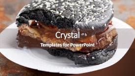  Presentation with energy food and junk food - PPT theme featuring burger on a paper plate background and a  colored foreground