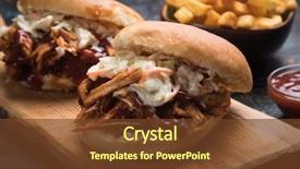  Presentation with african american in computer class business - Slide deck with burger pulled pork classic american meat sandwich background and a tawny brown colored foreground