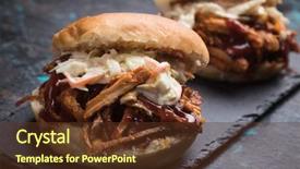  Presentation with african american in computer class business - Colorful PPT theme enhanced with burger pulled pork classic american meat sandwich backdrop and a tawny brown colored foreground