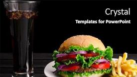  Presentation with nutrition - Beautiful PPT theme featuring burger served in bun in nutrition fast food concept backdrop and a black colored foreground