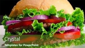  Presentation with nutrition - Presentation theme featuring burger served in bun in nutrition fast food concept background and a tawny brown colored foreground