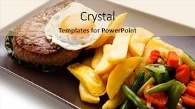  Presentation with free steak - Presentation theme featuring burger white background - grilled steak with french fries background and a lemonade colored foreground