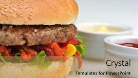  Presentation with fast food - Presentation theme with burger white background - still life with fast food background and a yellow colored foreground