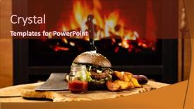  Presentation with burger - Amazing slide set having burger with baked potatoes backdrop and a tawny brown colored foreground