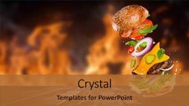  Presentation with burger - Slide deck enhanced with burger with flying ingredients fire background and a red colored foreground