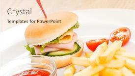  Presentation with burger fries - Presentation design consisting of burger with french fries background and a lemonade colored foreground