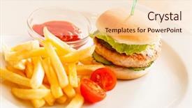  Presentation with burger fries - PPT layouts having burger with french fries background and a lemonade colored foreground