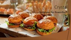  Presentation with burgers - Slide set having burgers and another food background and a coral colored foreground