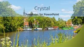  Presentation with church - Cool new PPT theme with burggraben-at-stade-with-houseboats backdrop and a light blue colored foreground